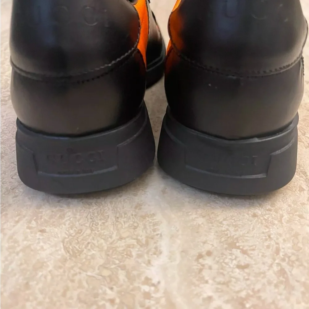 Gucci Women’s Shoes Black Orange Sneakers NWT SAKS FIFTH AVE AUTH 5.5 Leather - Picture 5 of 12